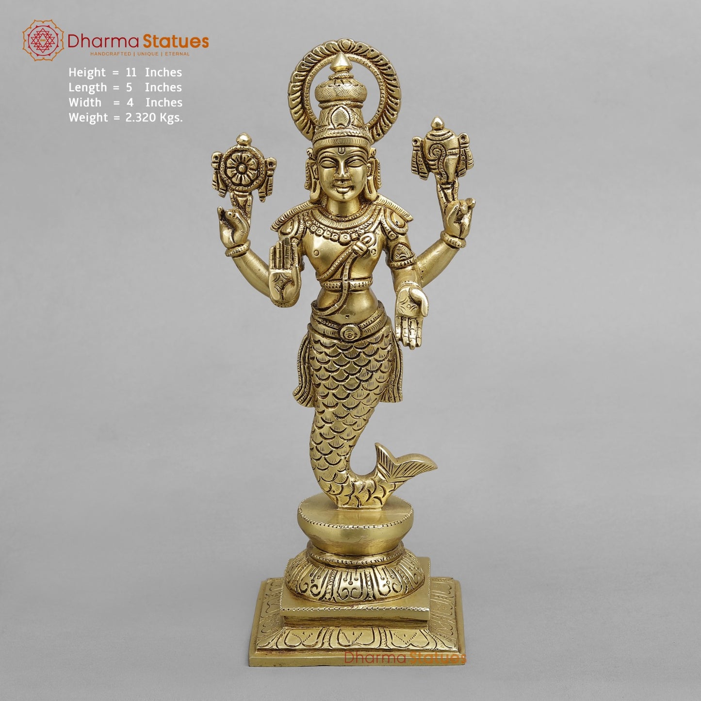 Brass Dasavtar set (Premium Quality), Fine Gold Finish 11”