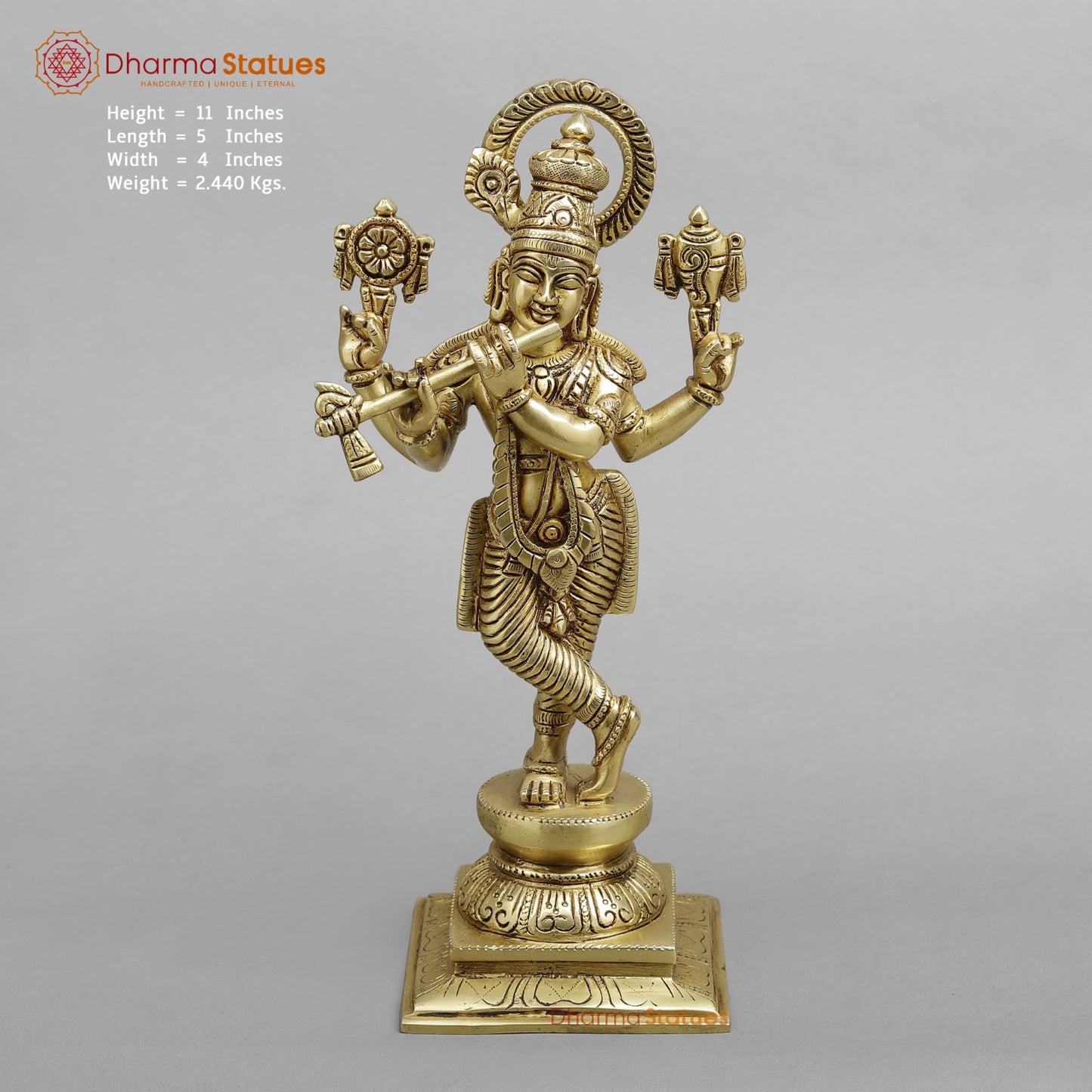 Brass Dasavtar set (Premium Quality), Fine Gold Finish 11”