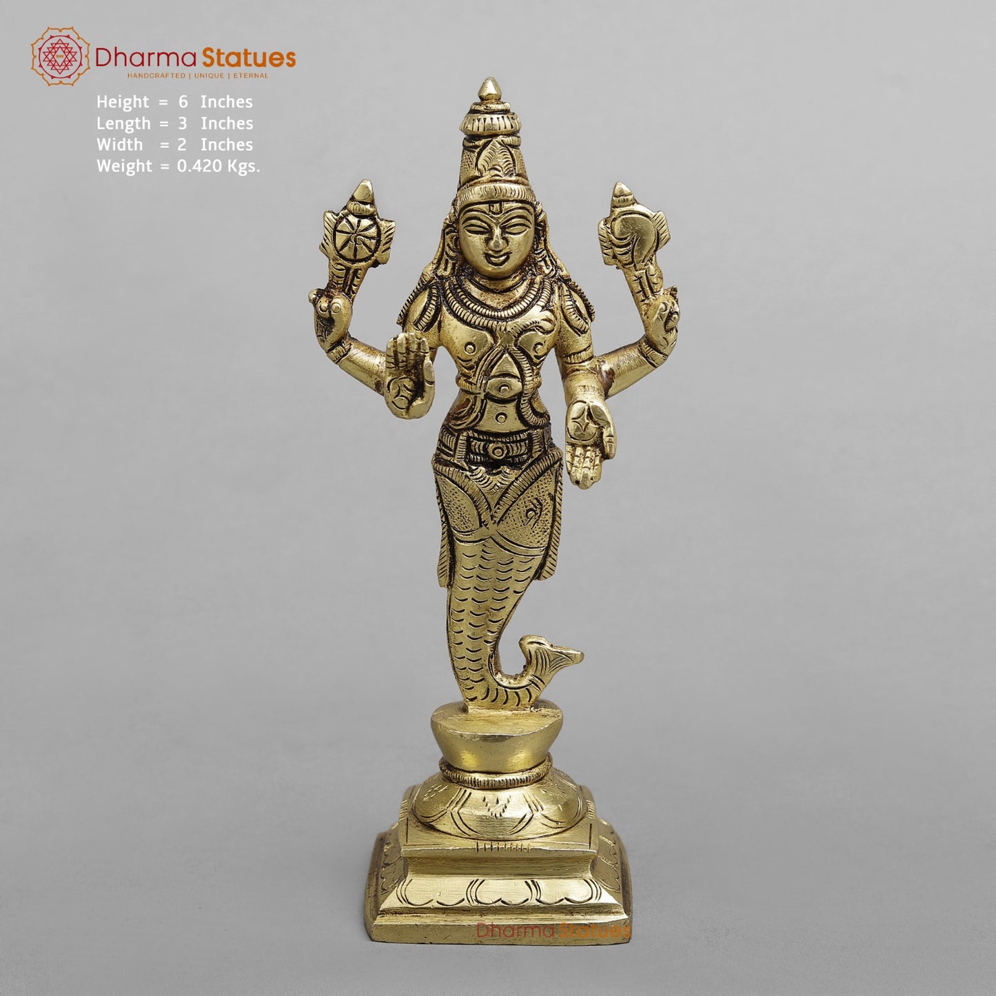 Brass Dasavtar set (Premium Quality), Fine Gold Finish 6”