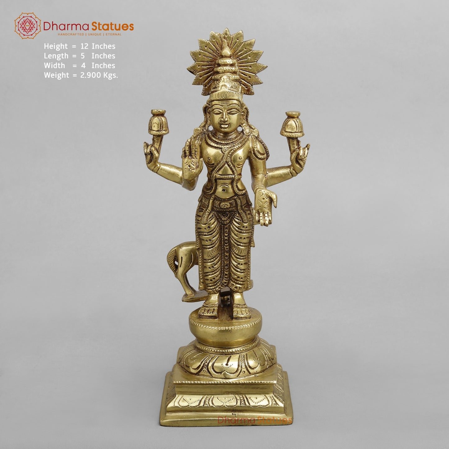 Brass Navgrah standing Fine, Golden finish 12”