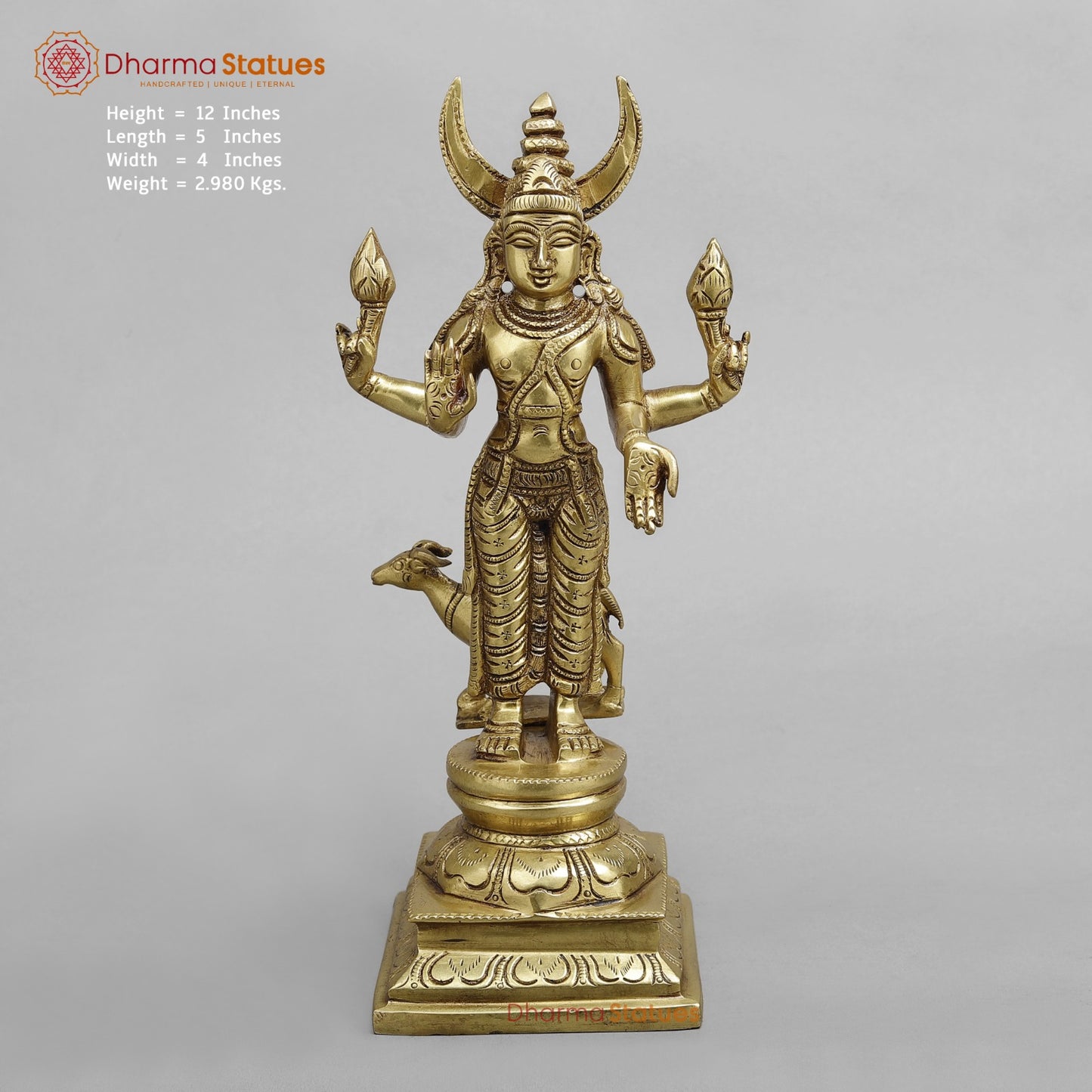 Brass Navgrah standing Fine, Golden finish 12”