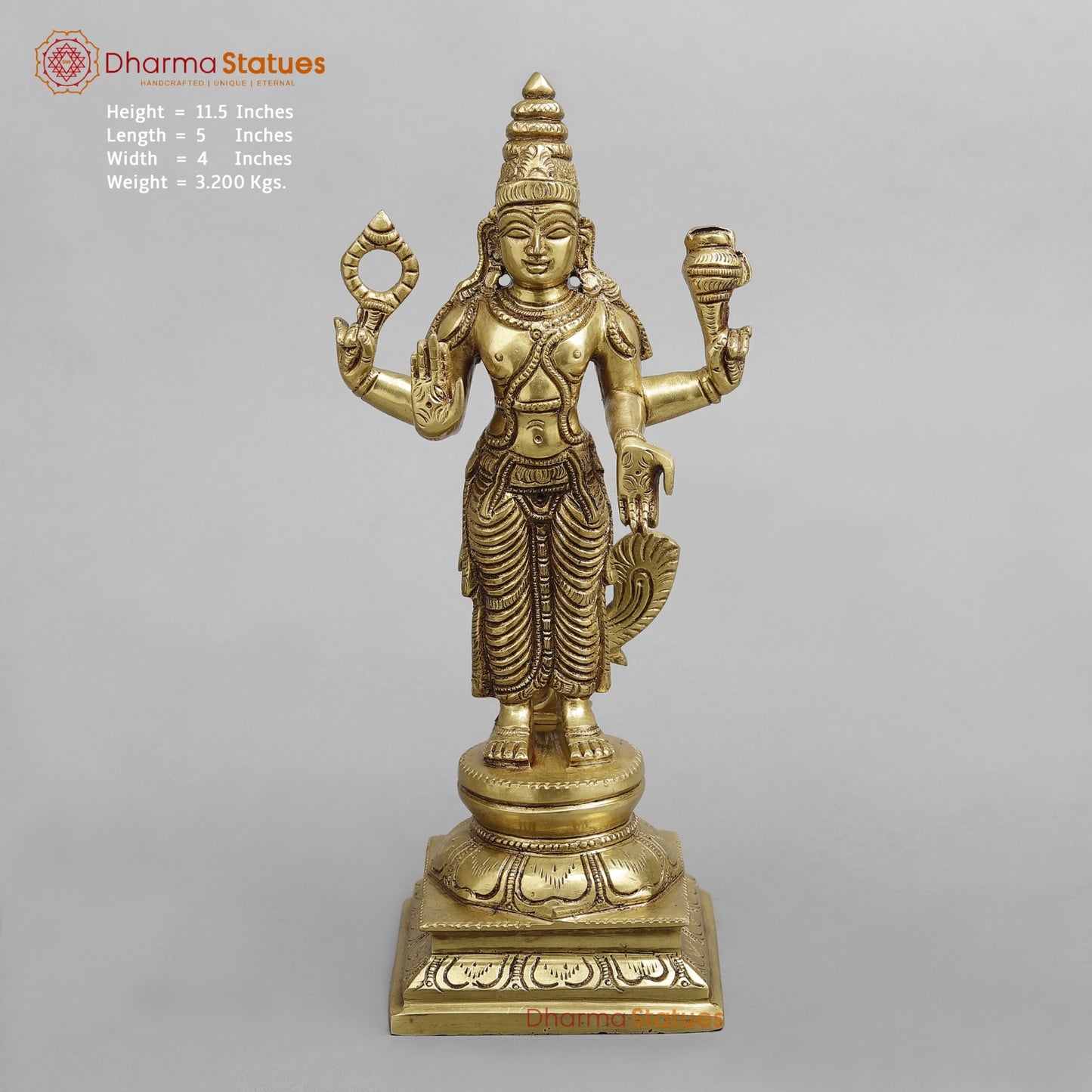 Brass Navgrah standing Fine, Golden finish 12”