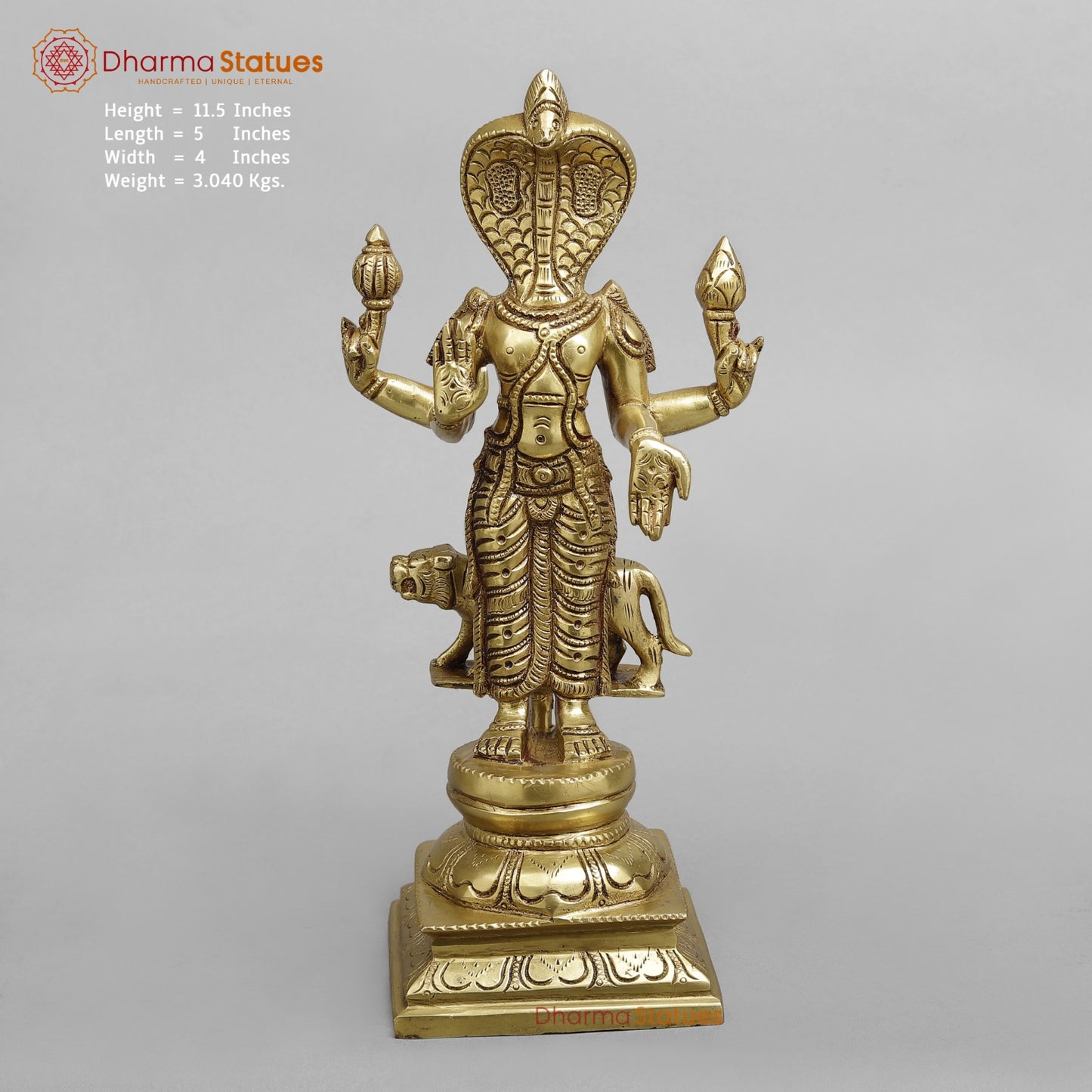 Brass Navgrah standing Fine, Golden finish 12”