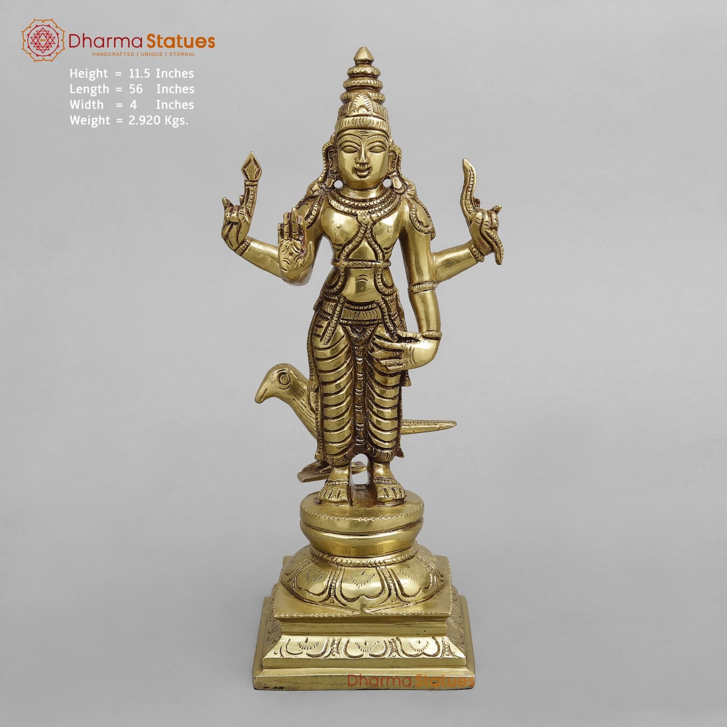 Brass Navgrah standing Fine, Golden finish 12”