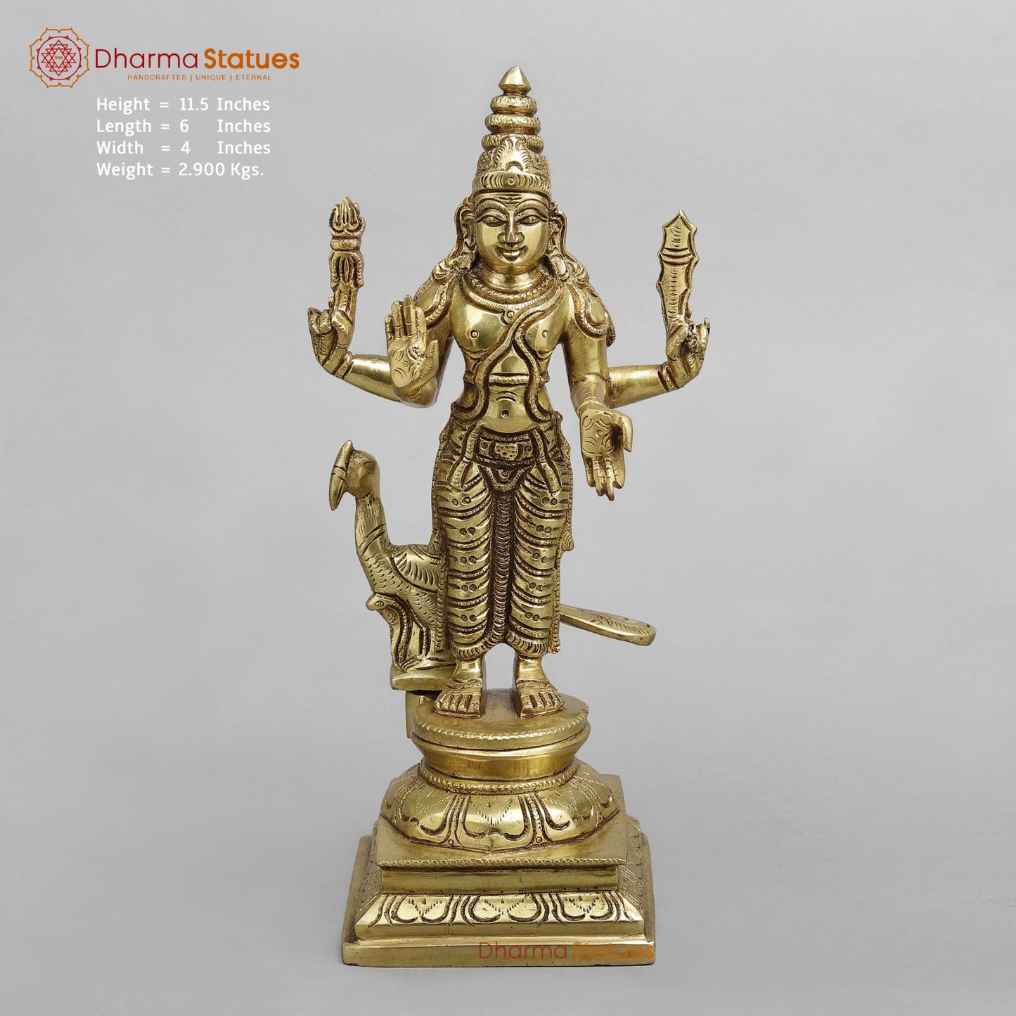 Brass Navgrah standing Fine, Golden finish 12”