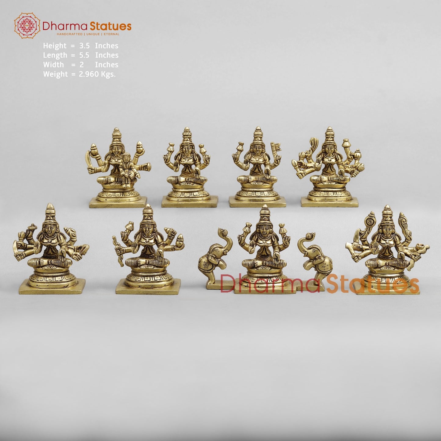 Brass Ashtlakshmi Set Fine , Gold finish 3.5”