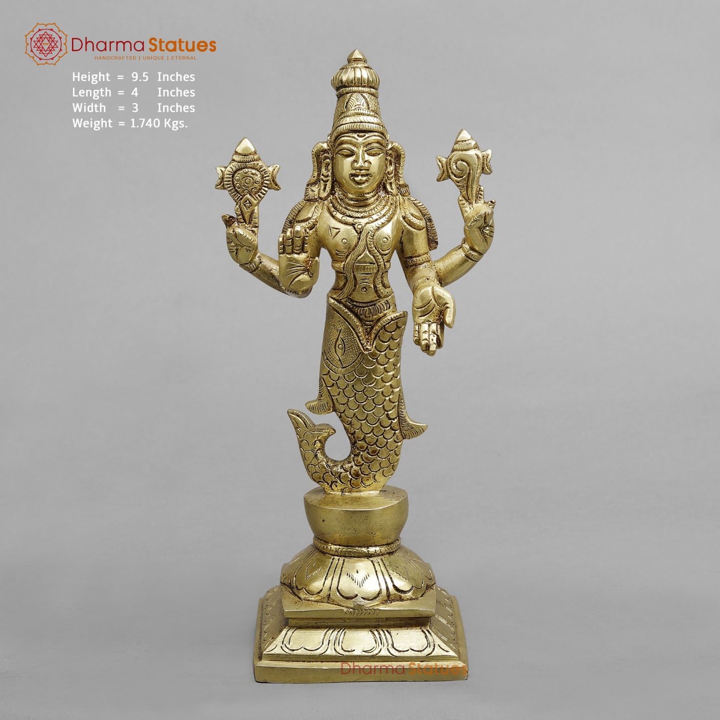 Brass Dasavtar standing Fine, Golden Finish 9.5”