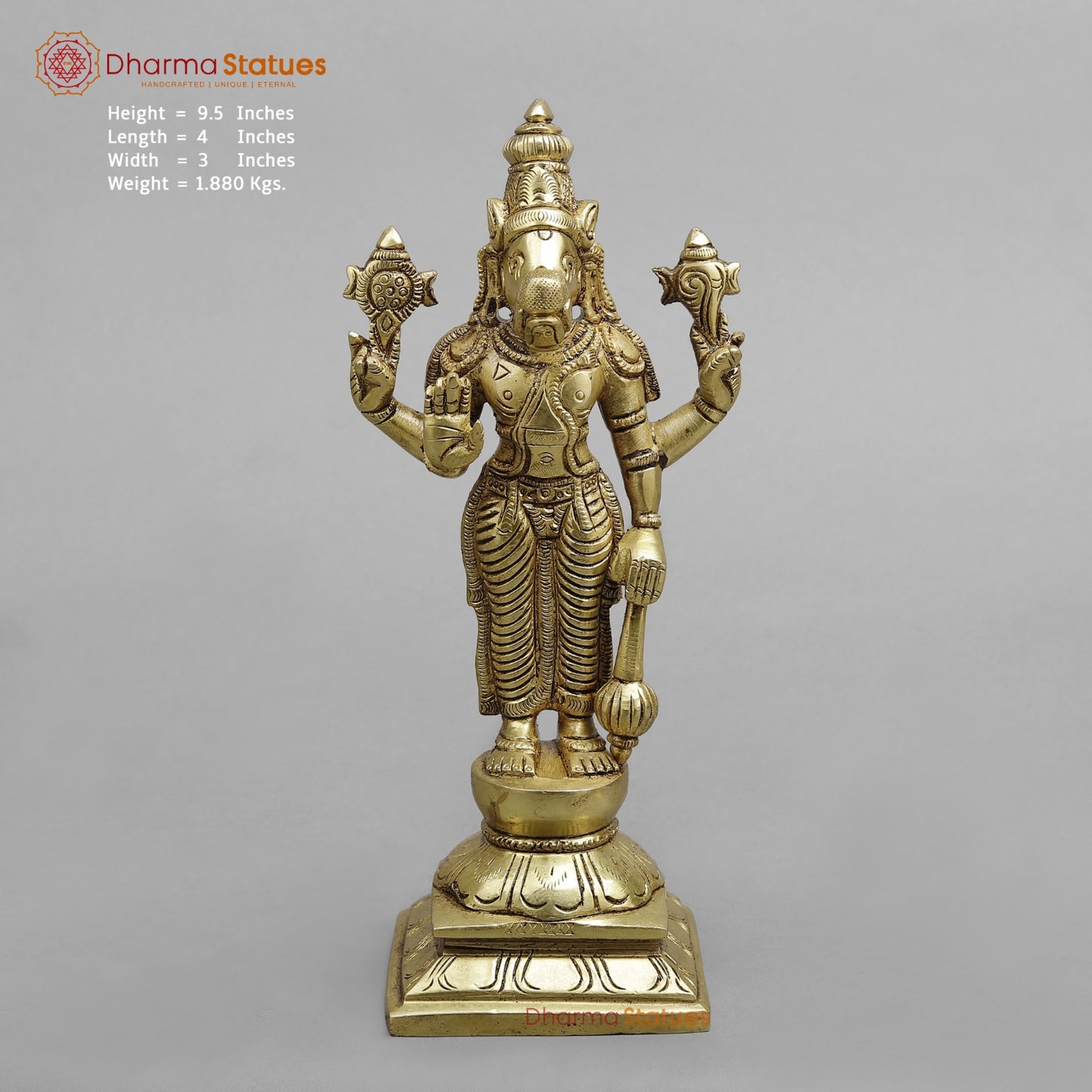 Brass Dasavtar standing Fine, Golden Finish 9.5”
