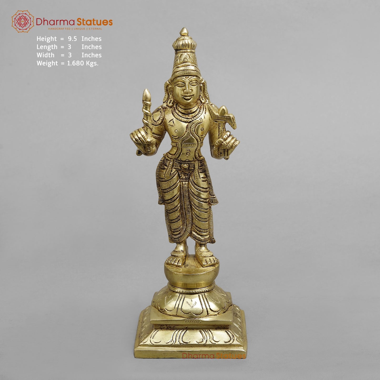Brass Dasavtar standing Fine, Golden Finish 9.5”