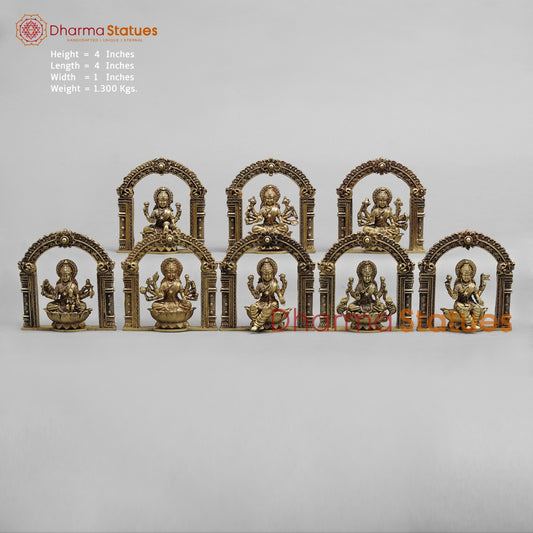 Brass Ashtlakshmi Set Fine ( Wall Hanging ) , Gold Finish 4”