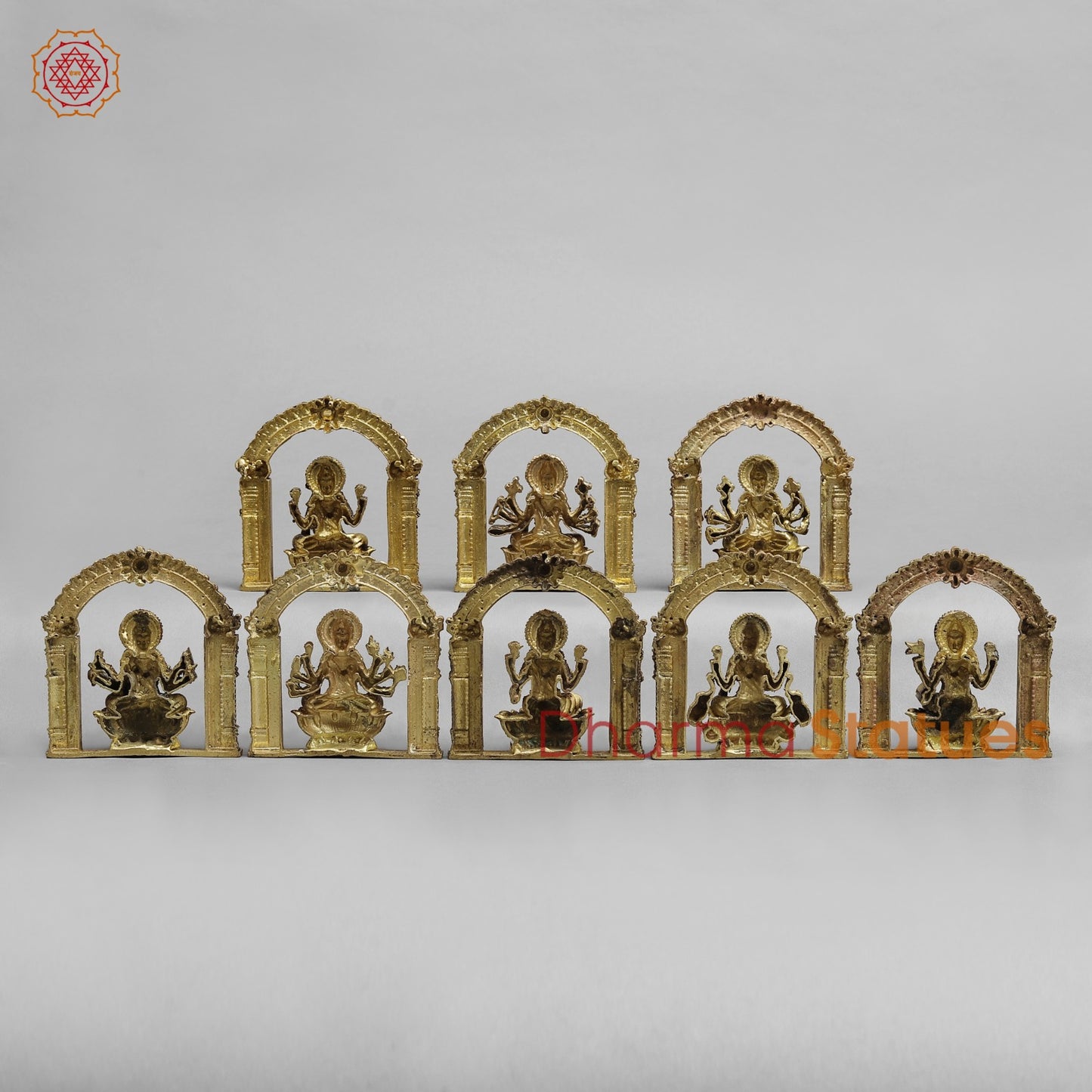 Brass Ashtlakshmi Set Fine ( Wall Hanging ) , Gold Finish 4”