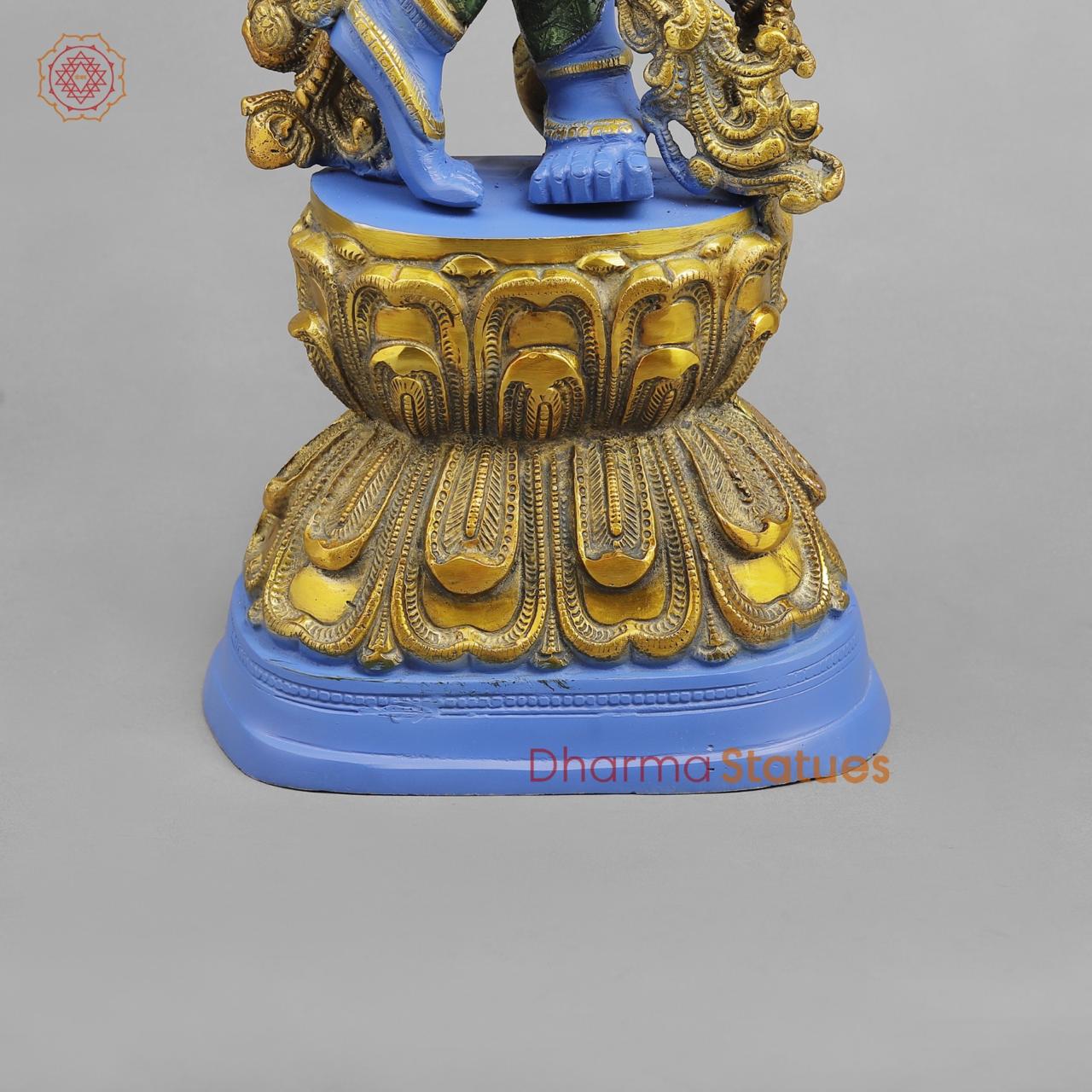 Brass Krishna standing Fine, Peacock Finish 30”