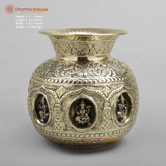 Brass Auspicious fine Ashtlakshmi Kalash 7”