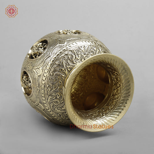 Brass Auspicious fine Ashtlakshmi Kalash 8”