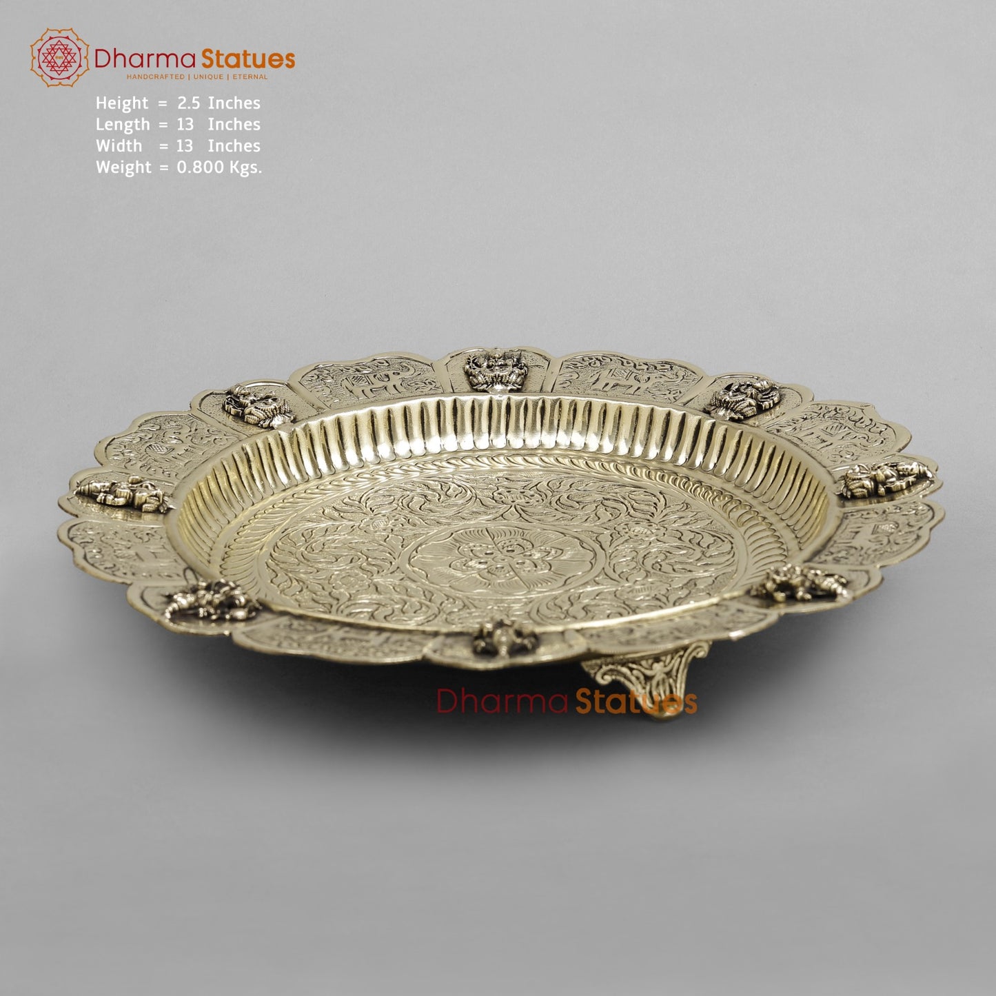 Brass Fine Ashtlakshmi Pooja Thali 13”