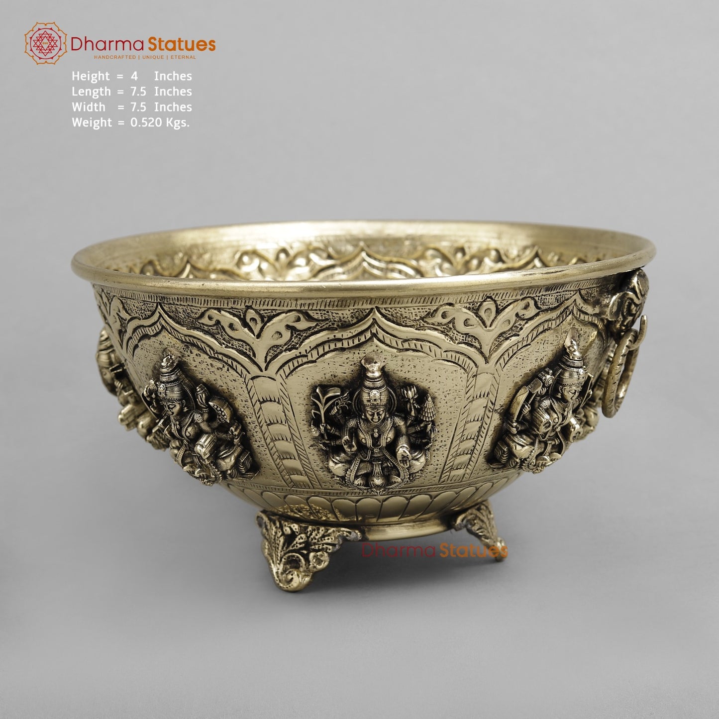 Brass Auspicious fine Ashtlakshmi Rice Bowl 7.5”