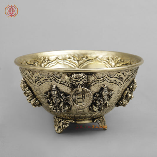 Brass Auspicious fine Ashtlakshmi Rice Bowl 7.5”
