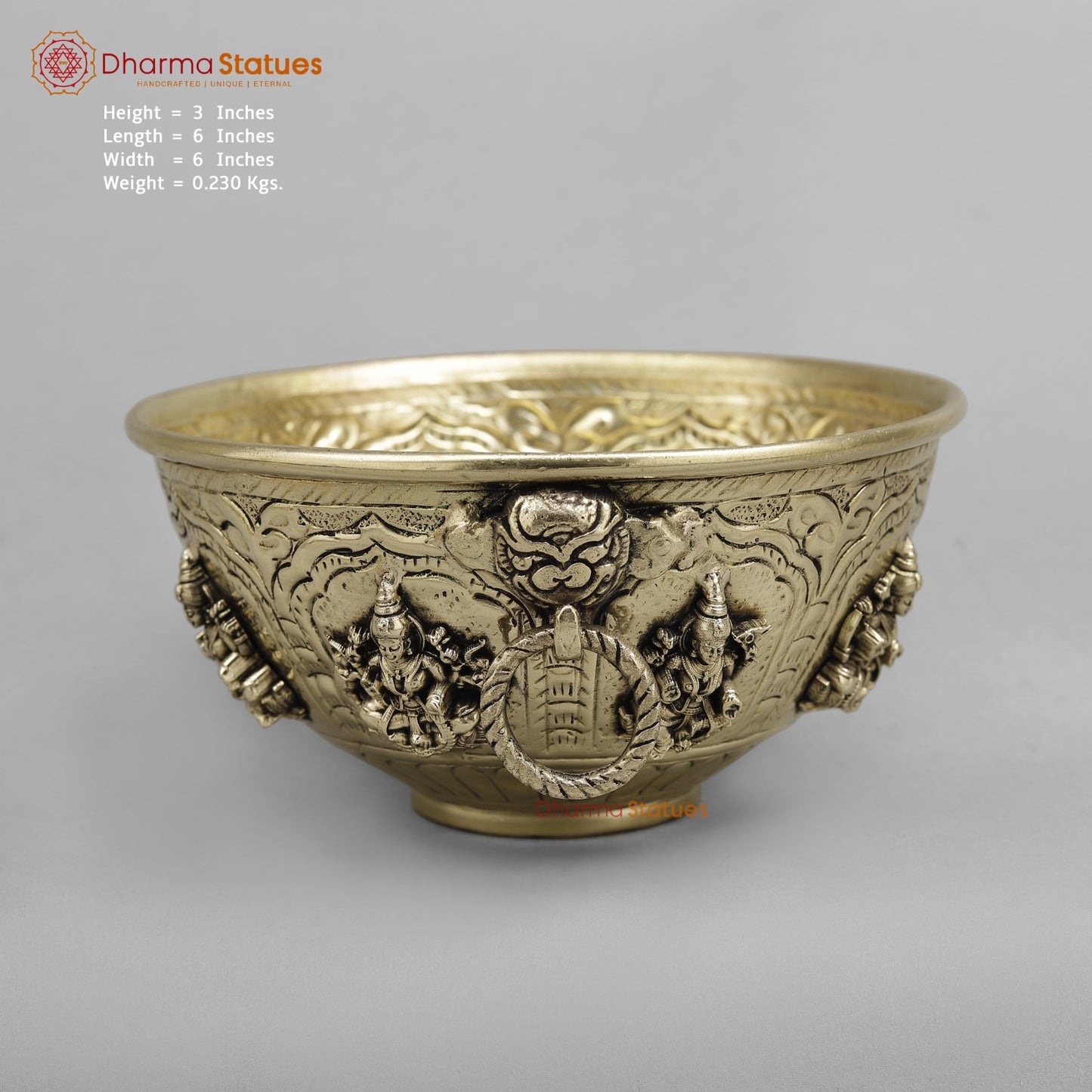 Brass Auspicious fine Ashtlakshmi Rice Bowl 6”