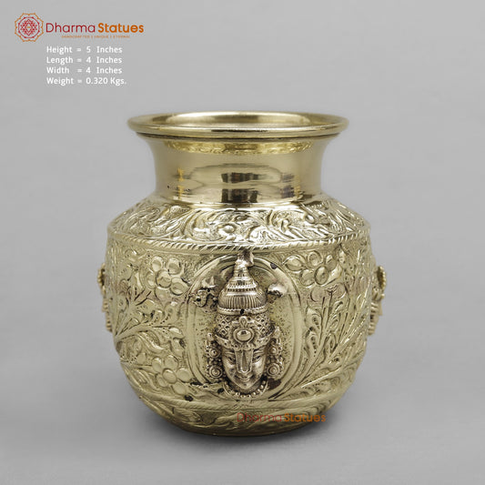 Brass Tirupati Balaji Kalash Fine finish 5”