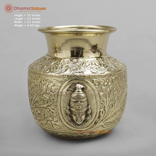 Brass Tirupati Balaji Kalash Fine finish 5.5”