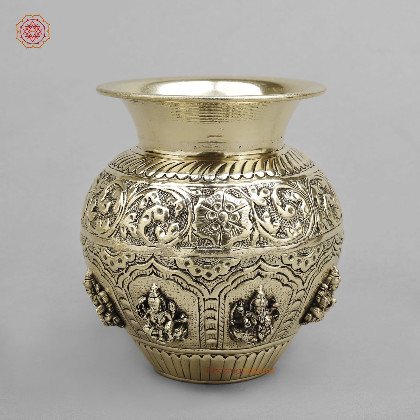 Brass Ashtlakshmi Kalash Fine finish 6”