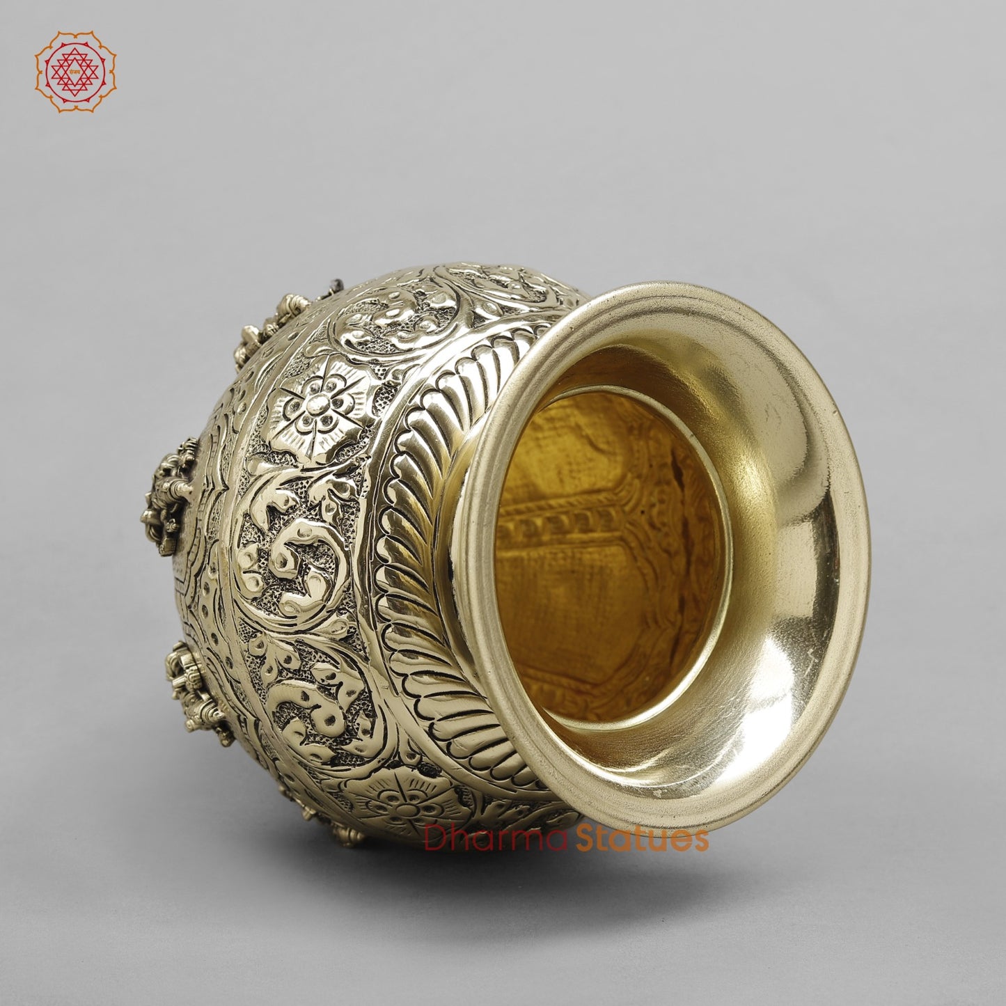 Brass Ashtlakshmi Kalash Fine finish 6”