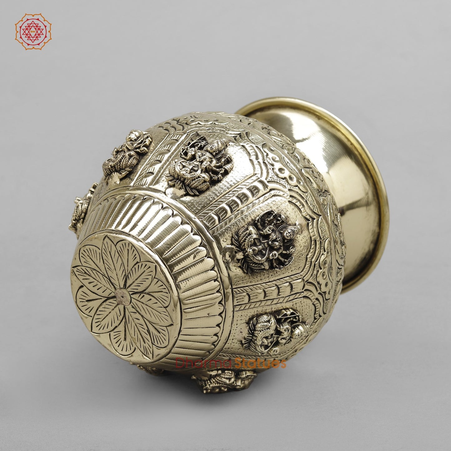 Brass Ashtlakshmi Kalash Fine finish 6”