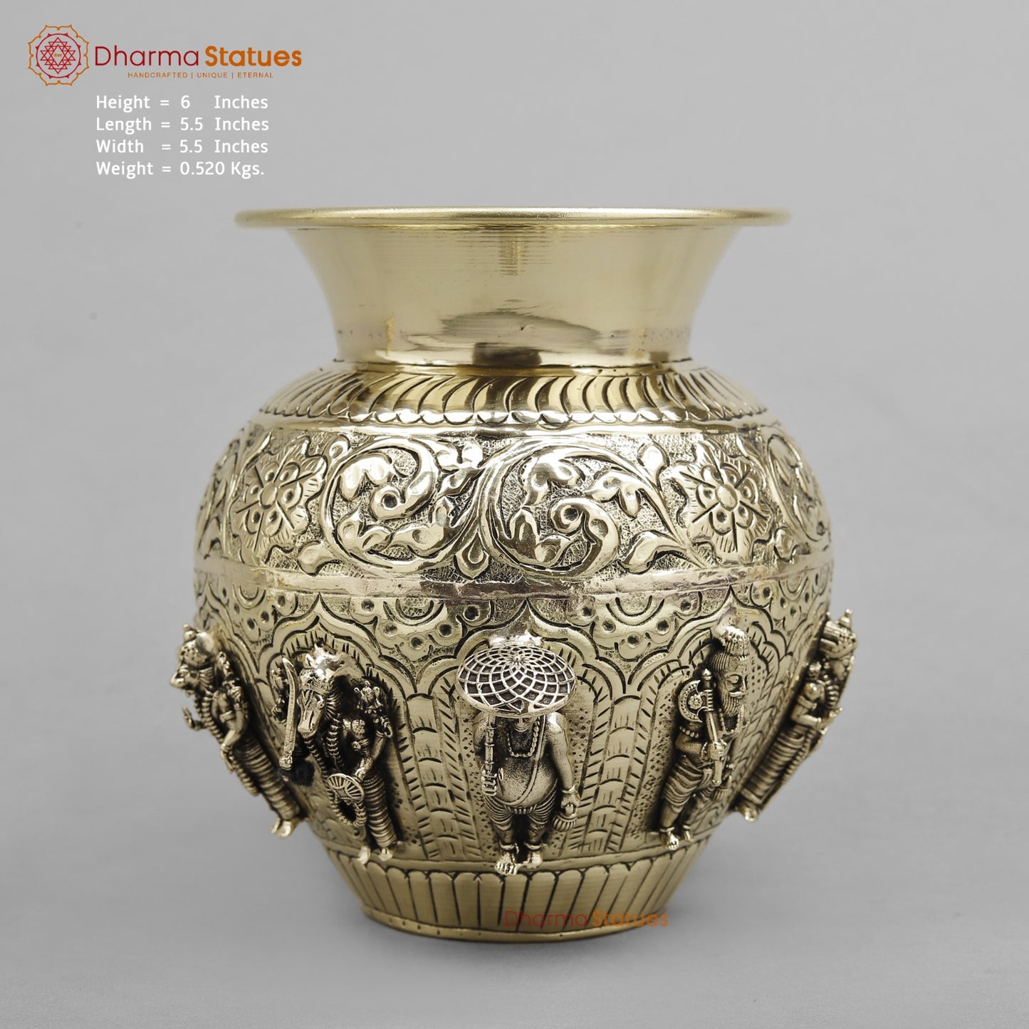 Brass Dasavtar Kalash Fine finish 6”