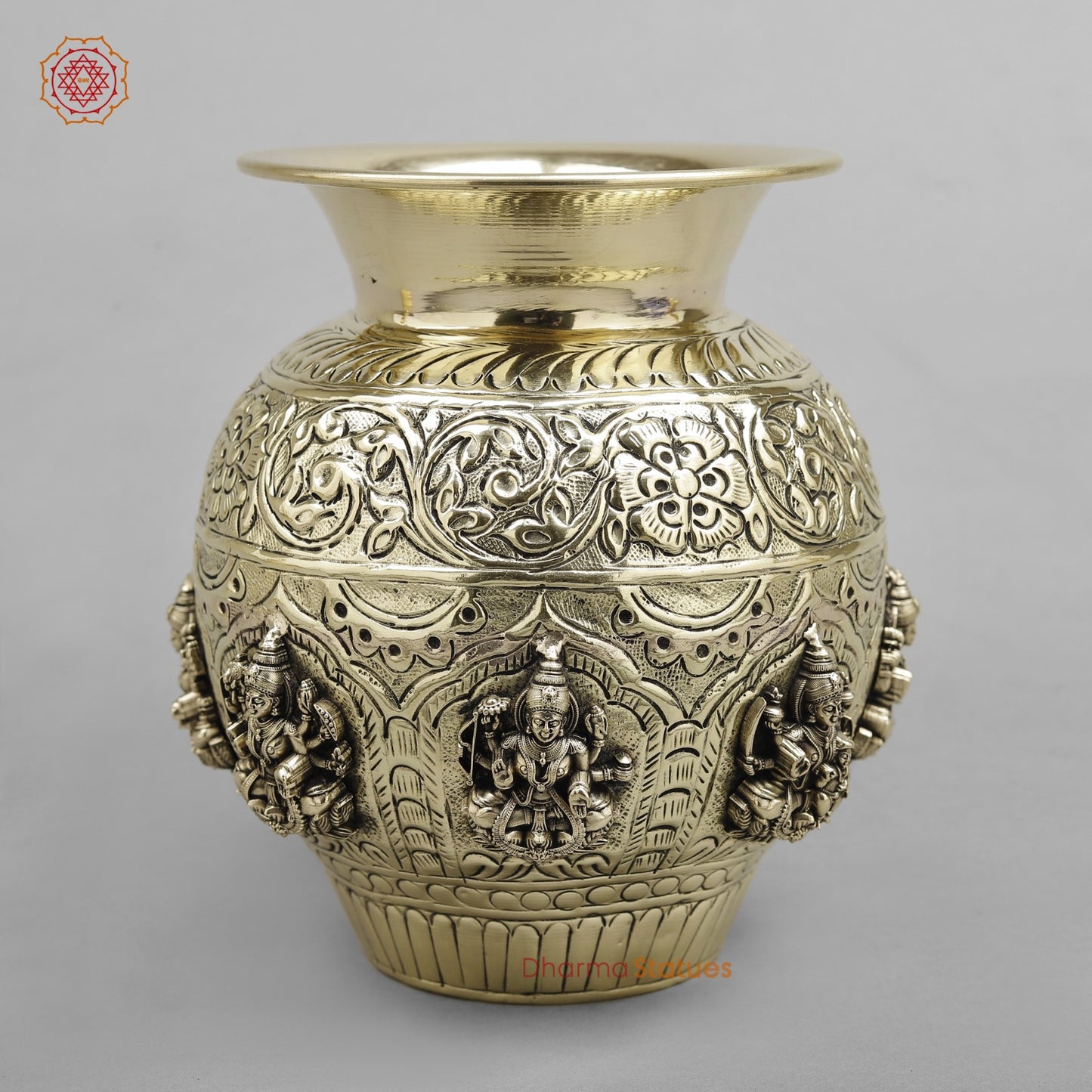 Brass Ashtlakshmi Kalash Fine finish 7”