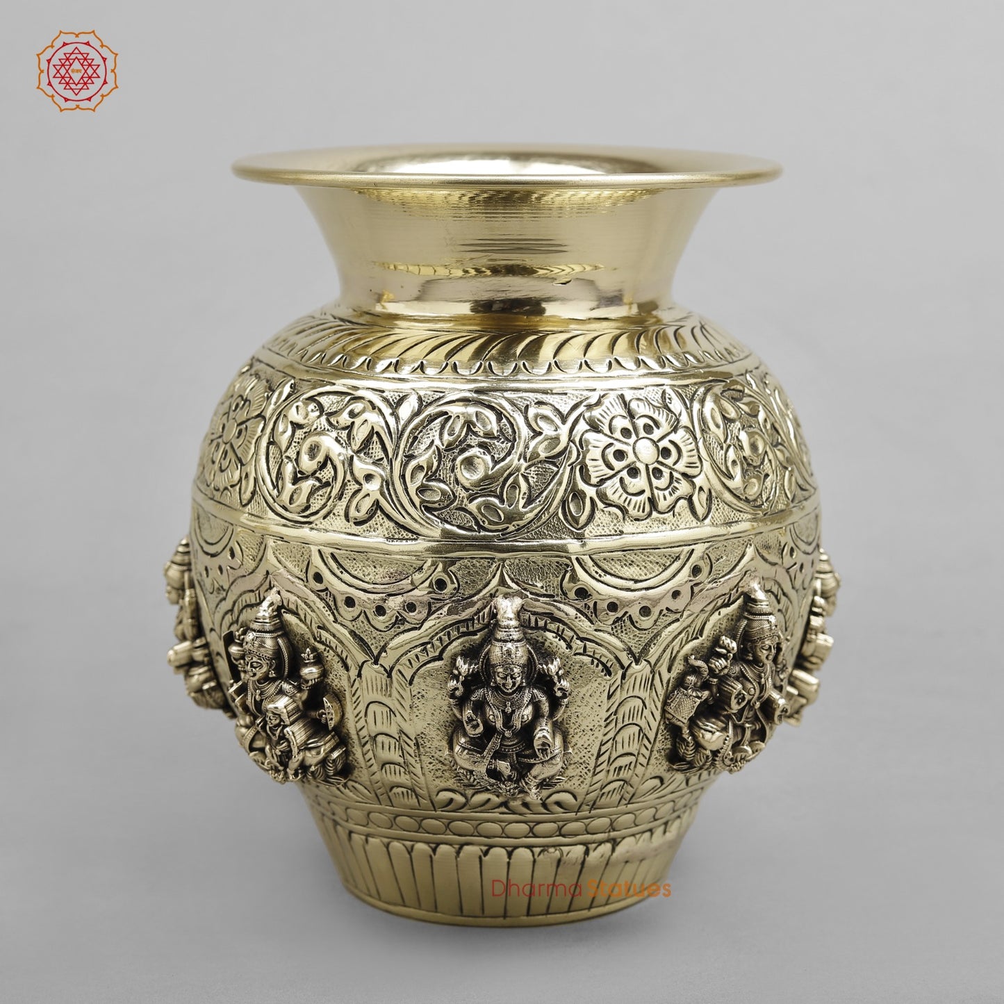 Brass Ashtlakshmi Kalash Fine finish 7”