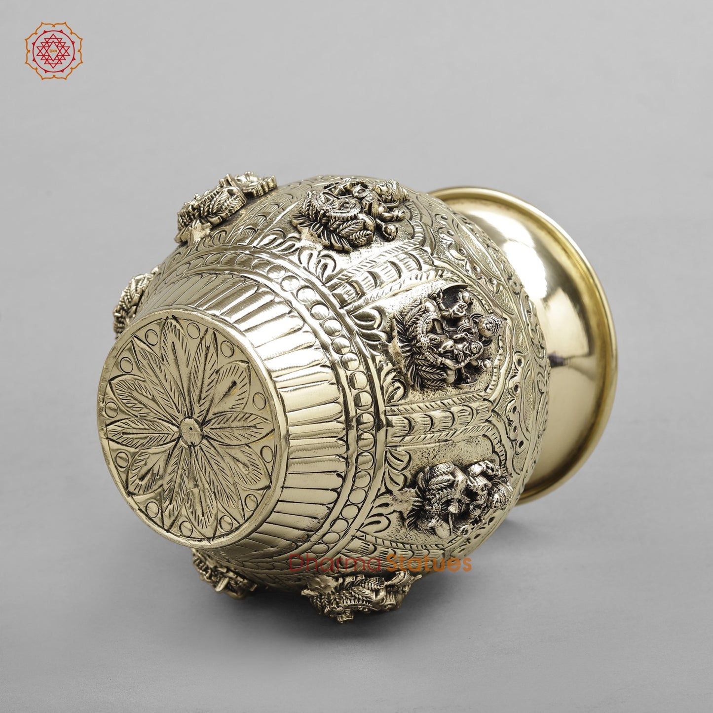 Brass Ashtlakshmi Kalash Fine finish 7”
