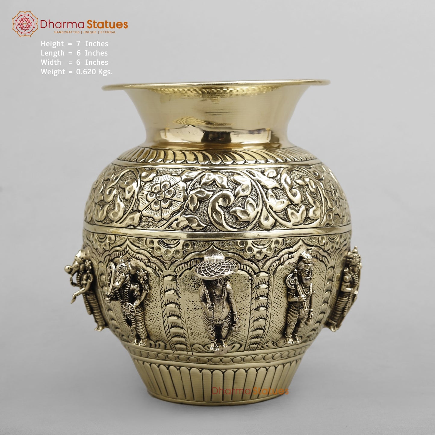 Brass Dasavtar Kalash Fine finish 7”