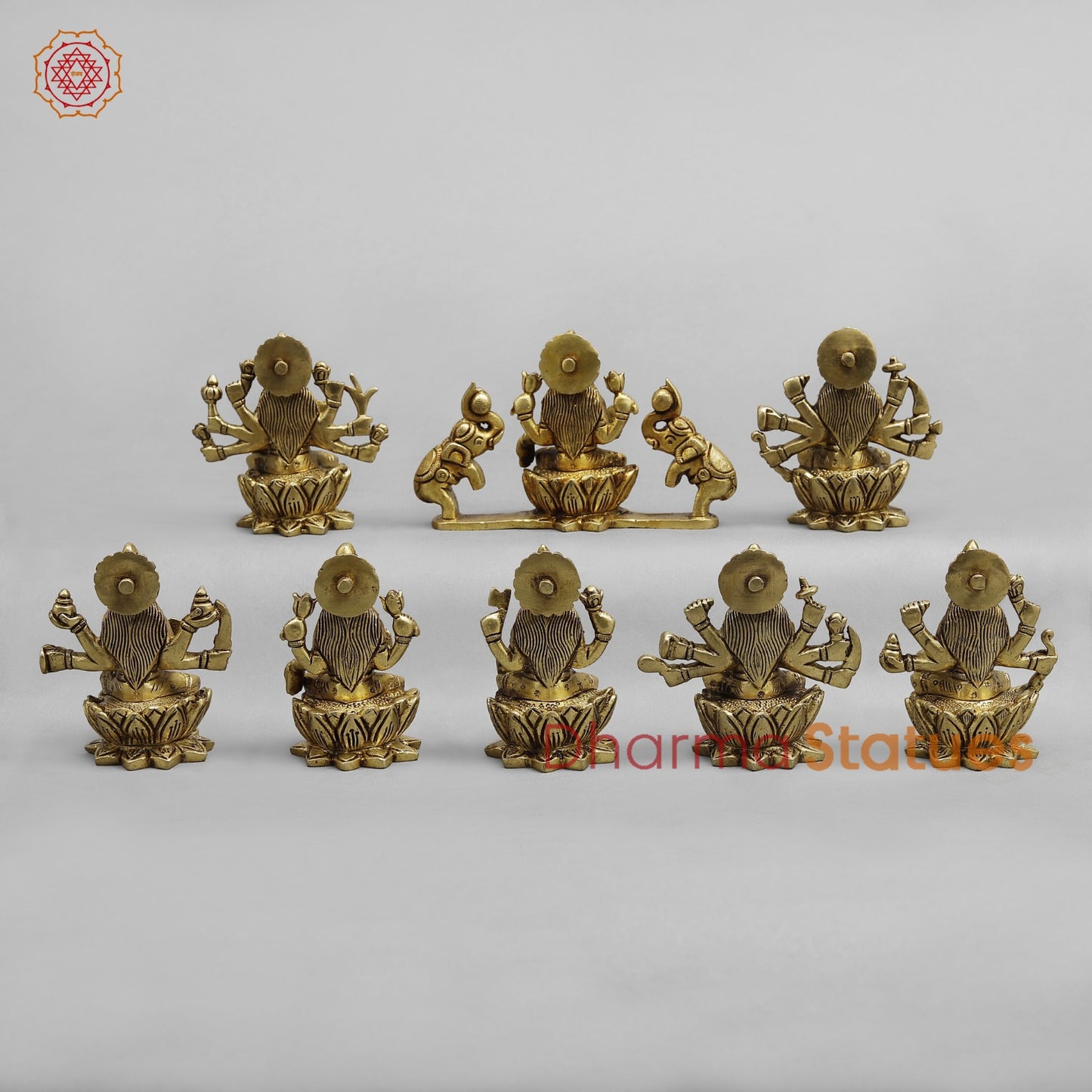 Brass Ashtlakshmi Set Fine , Gold finish 3”