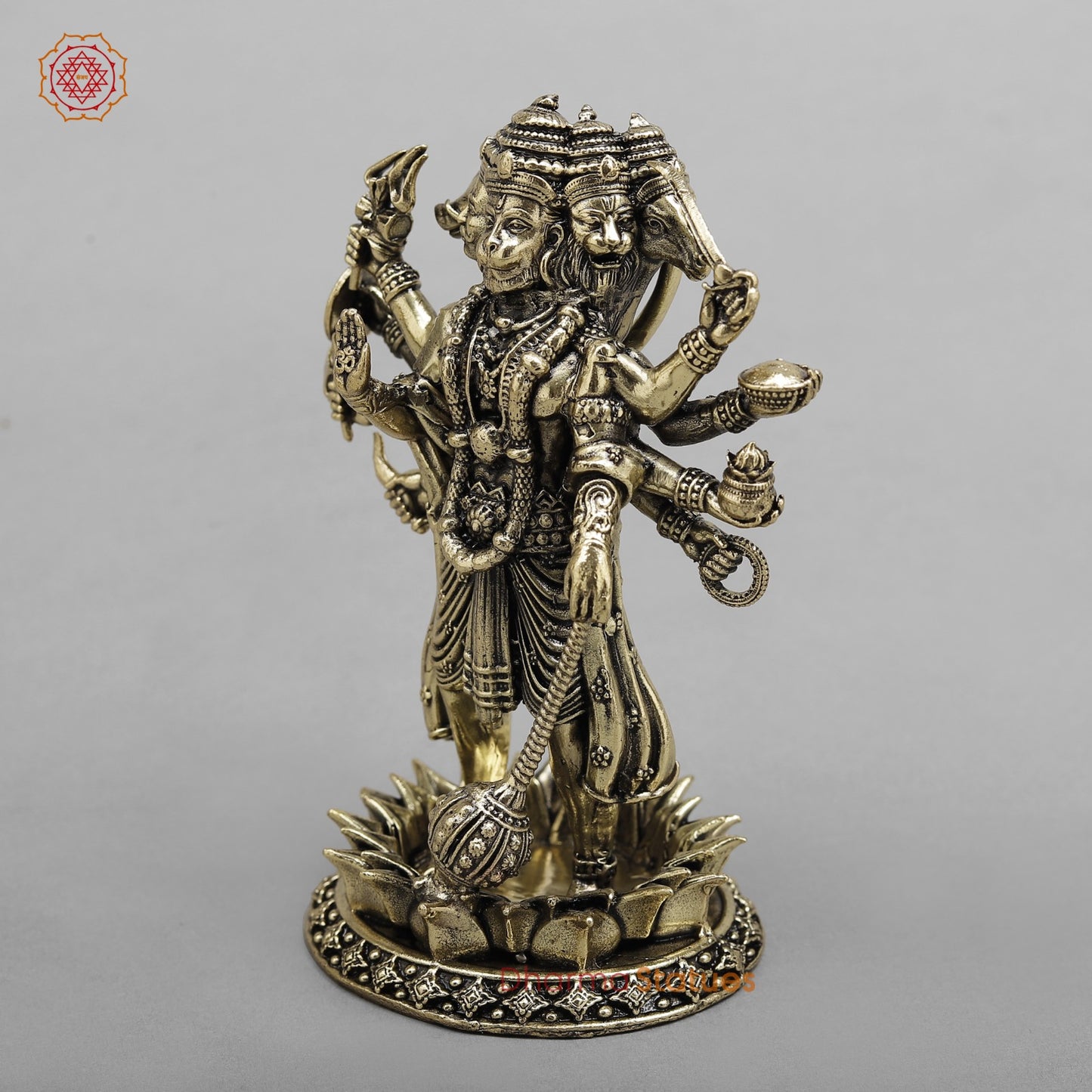 Brass Hanuman Standing Panchmukhi Fine Finish 5”