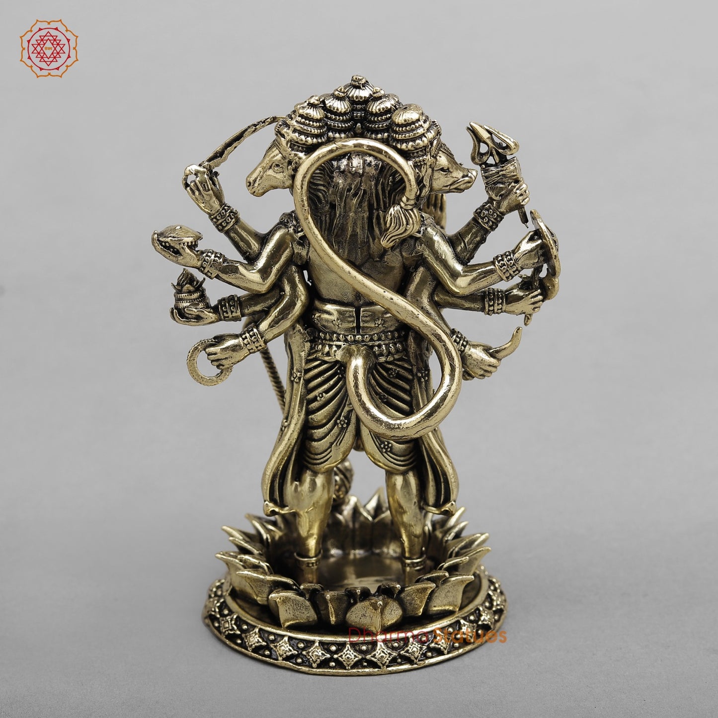 Brass Hanuman Standing Panchmukhi Fine Finish 5”