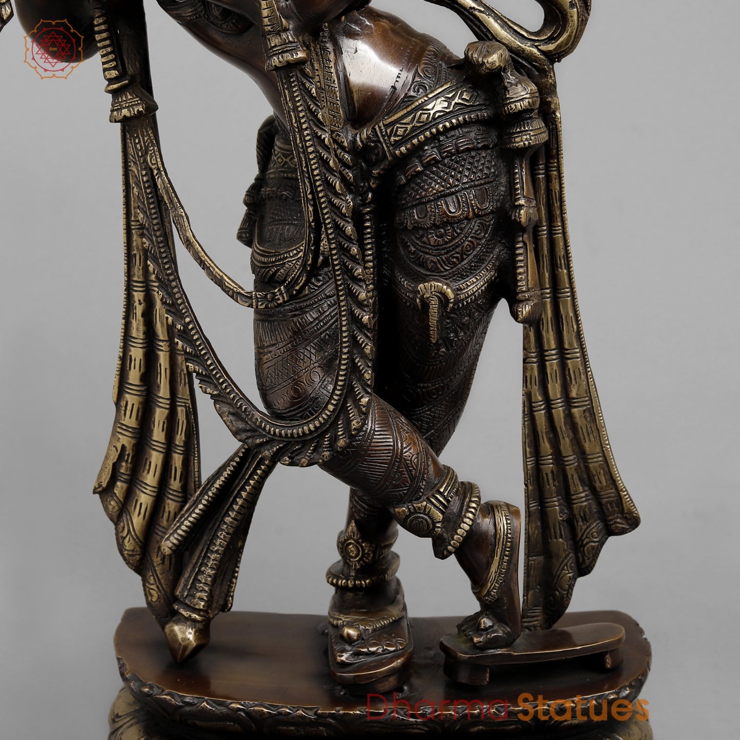 Brass Krishna Standing Fine, Copper Finish 22.5”
