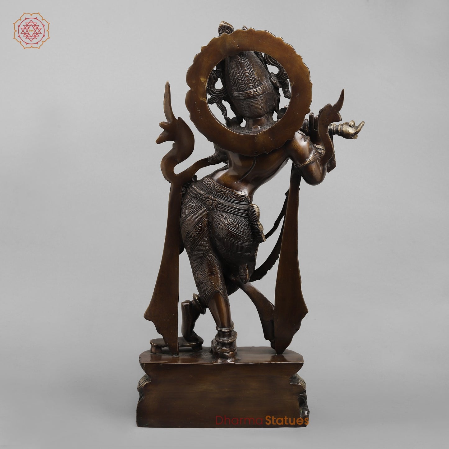 Brass Krishna Standing Fine, Copper Finish 22.5”