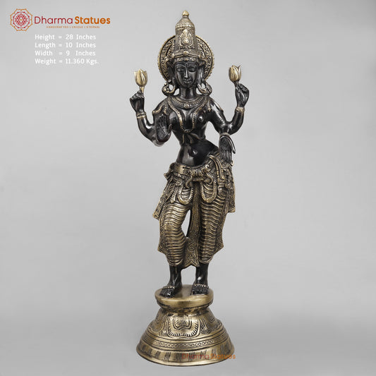 Brass Lakshmi Standing, Royal Black Finish 28”