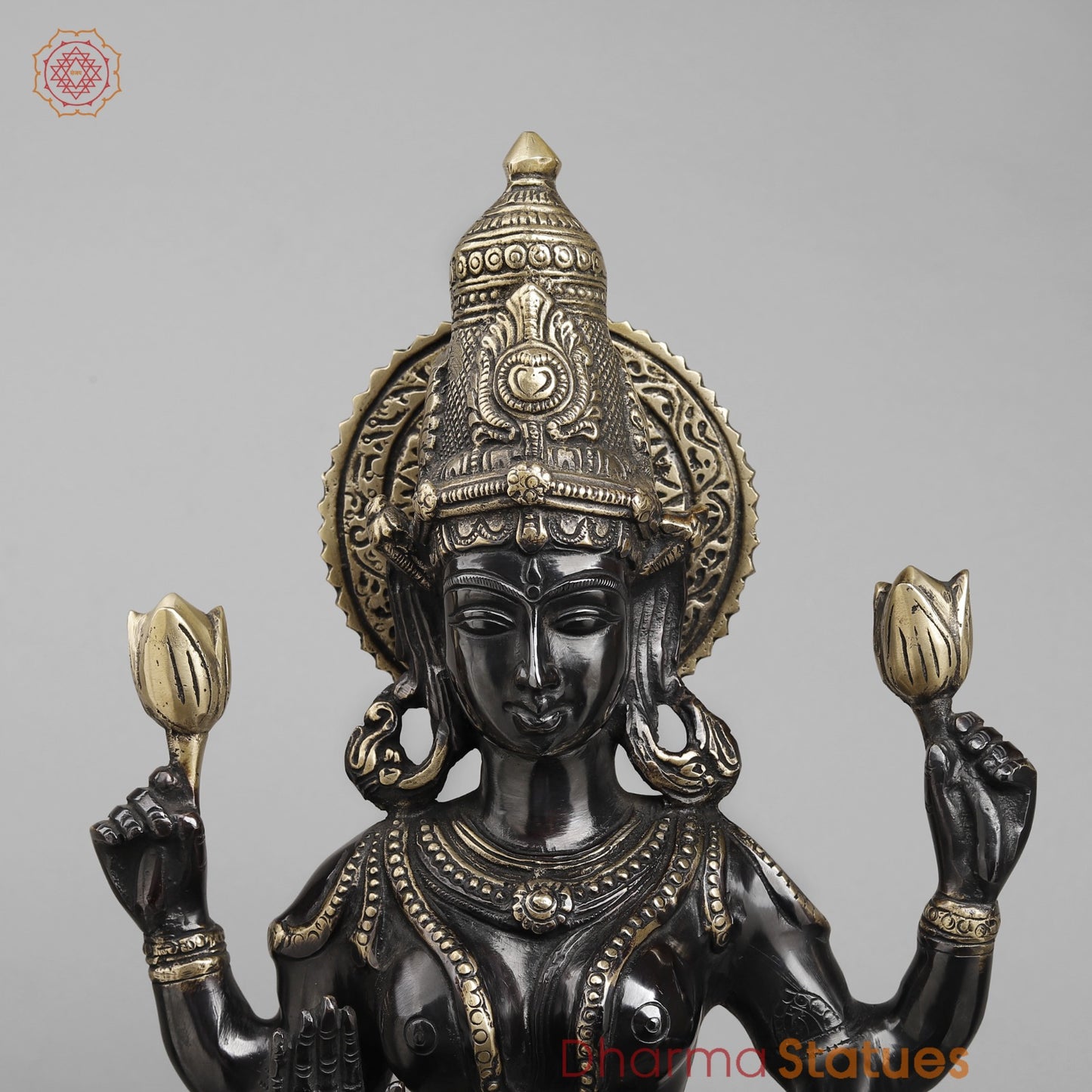 Brass Lakshmi Standing, Royal Black Finish 28”