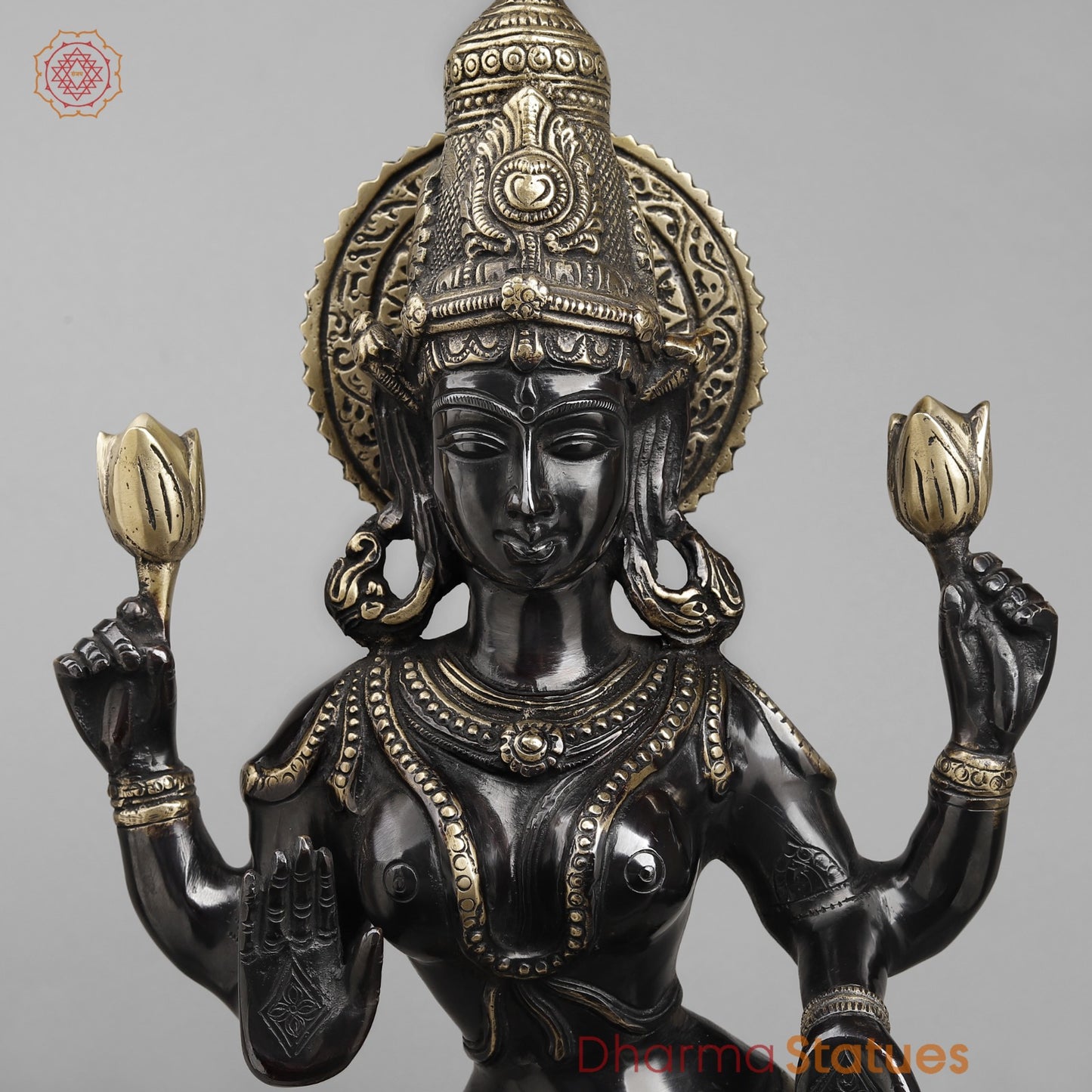 Brass Lakshmi Standing, Royal Black Finish 28”