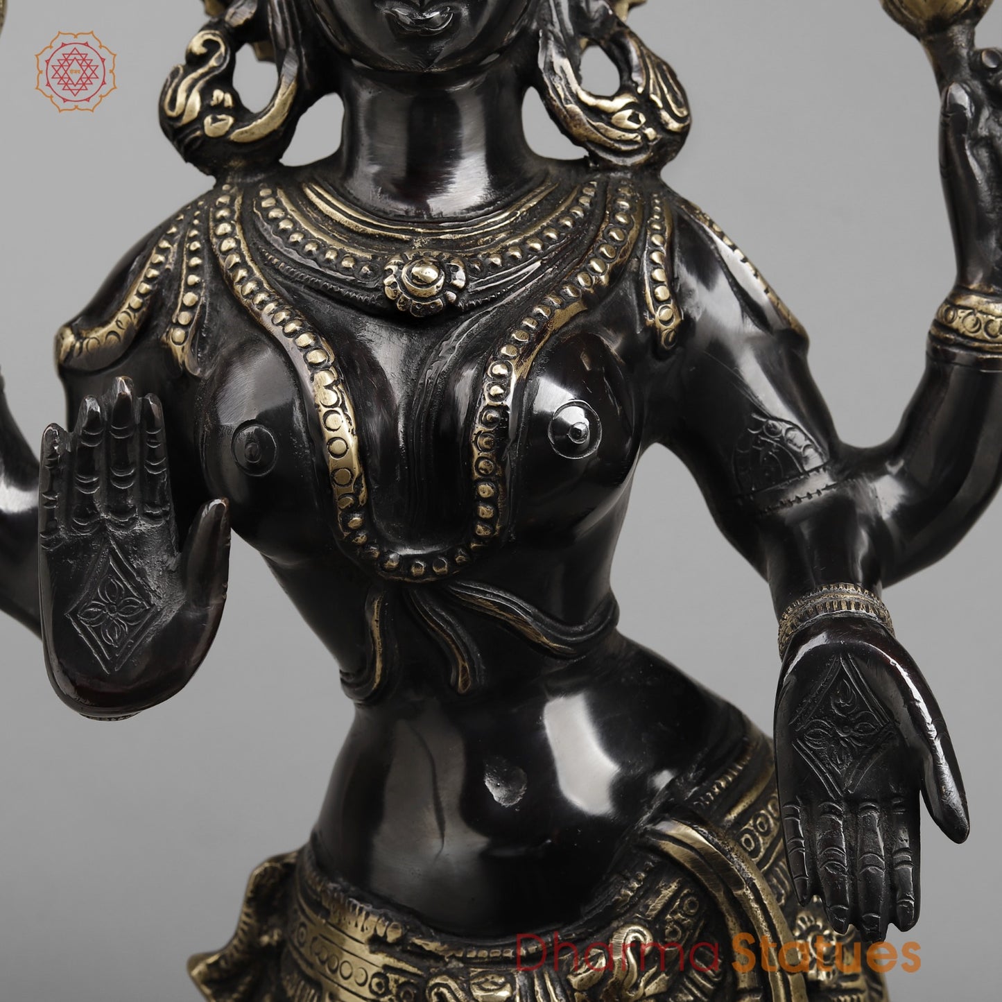 Brass Lakshmi Standing, Royal Black Finish 28”