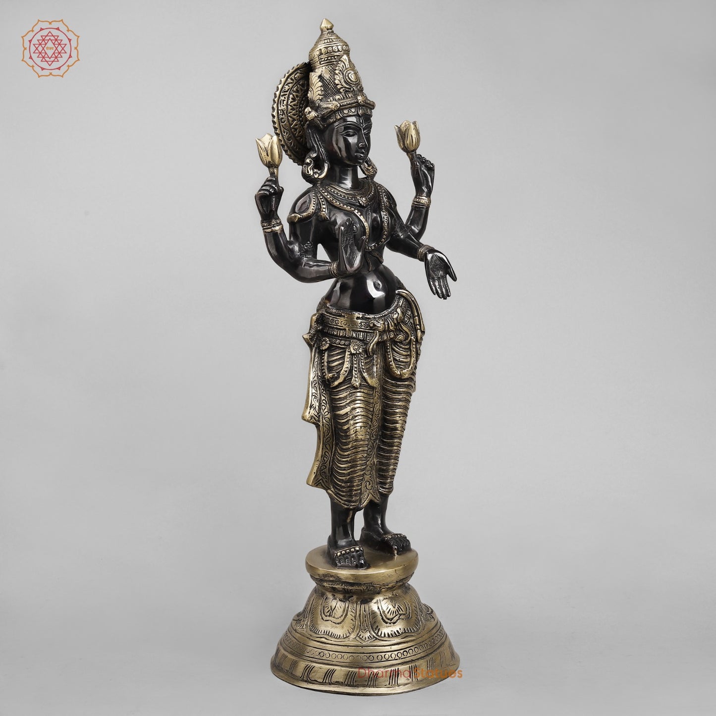 Brass Lakshmi Standing, Royal Black Finish 28”