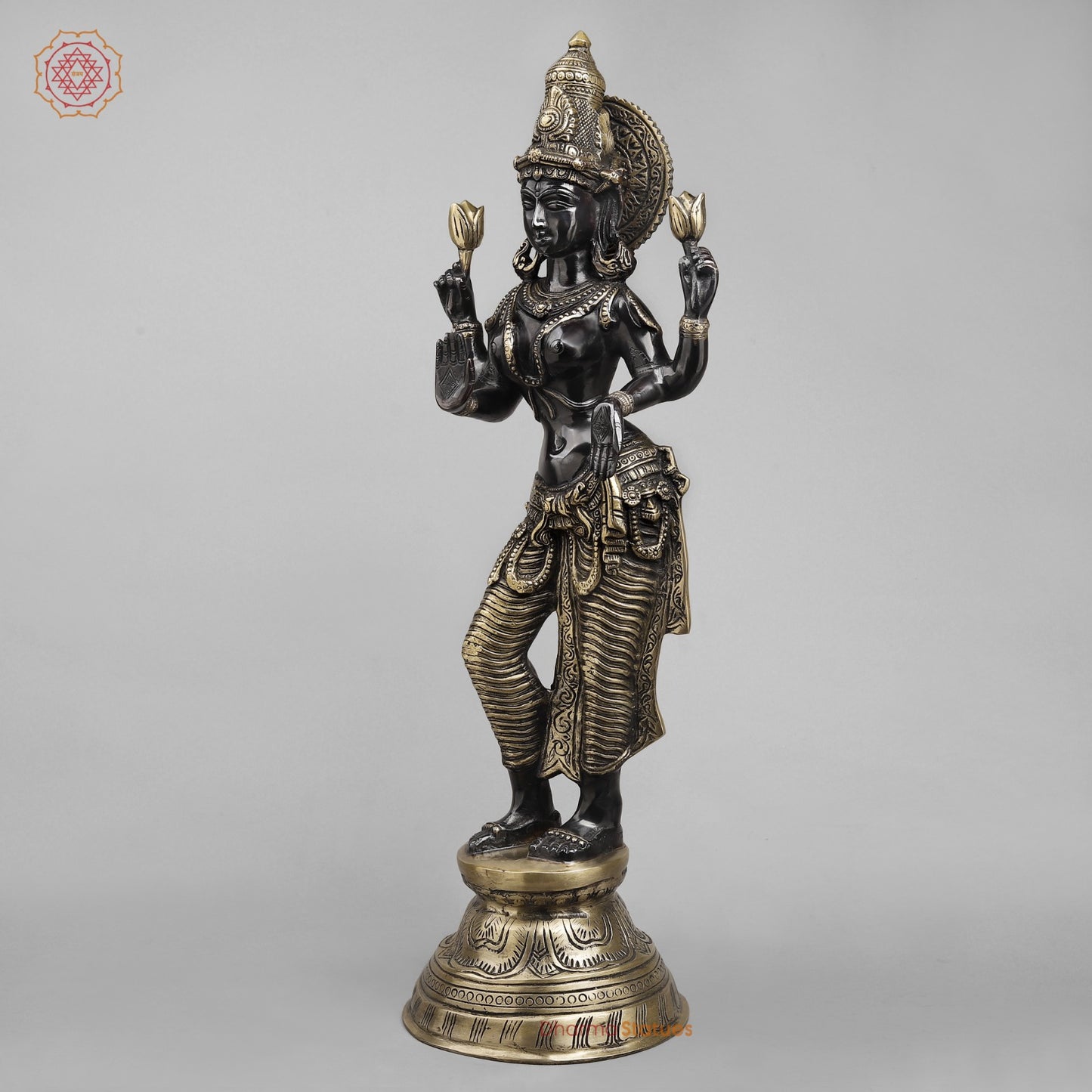 Brass Lakshmi Standing, Royal Black Finish 28”
