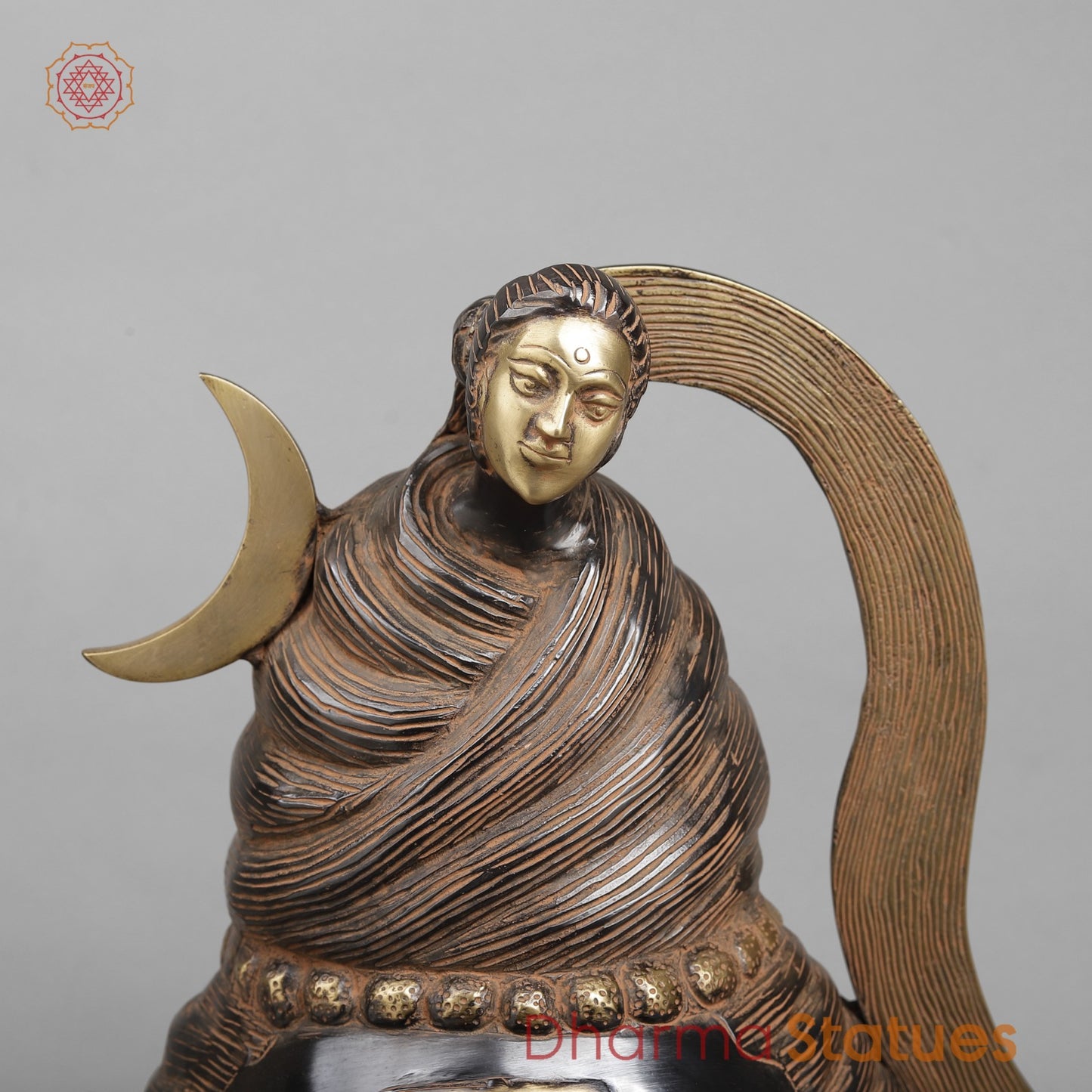 Brass Shiva Head With Ganga, Royal Black Finish 20”