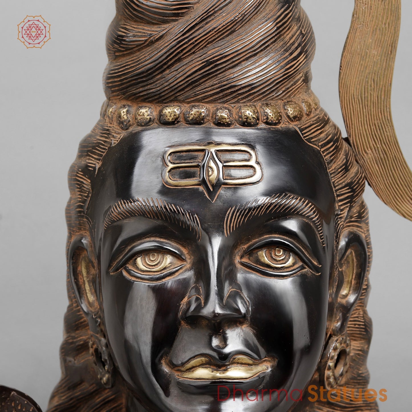 Brass Shiva Head With Ganga, Royal Black Finish 20”