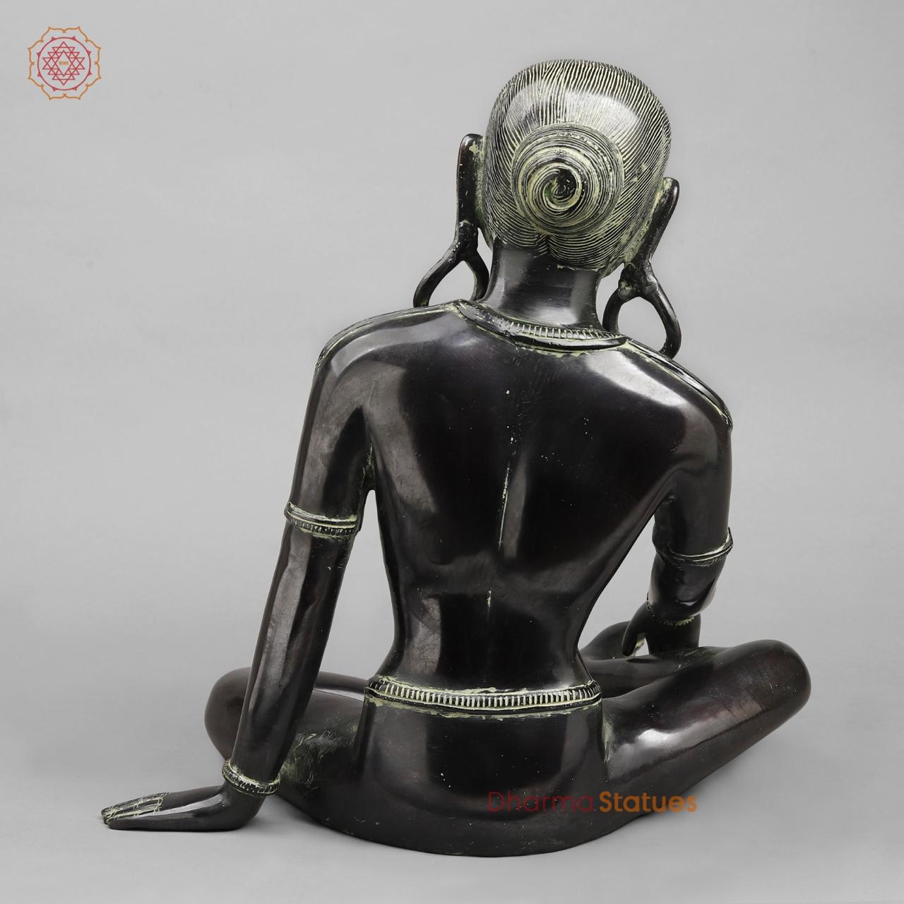 Brass Parwati Seated, Green Black Finish 18”