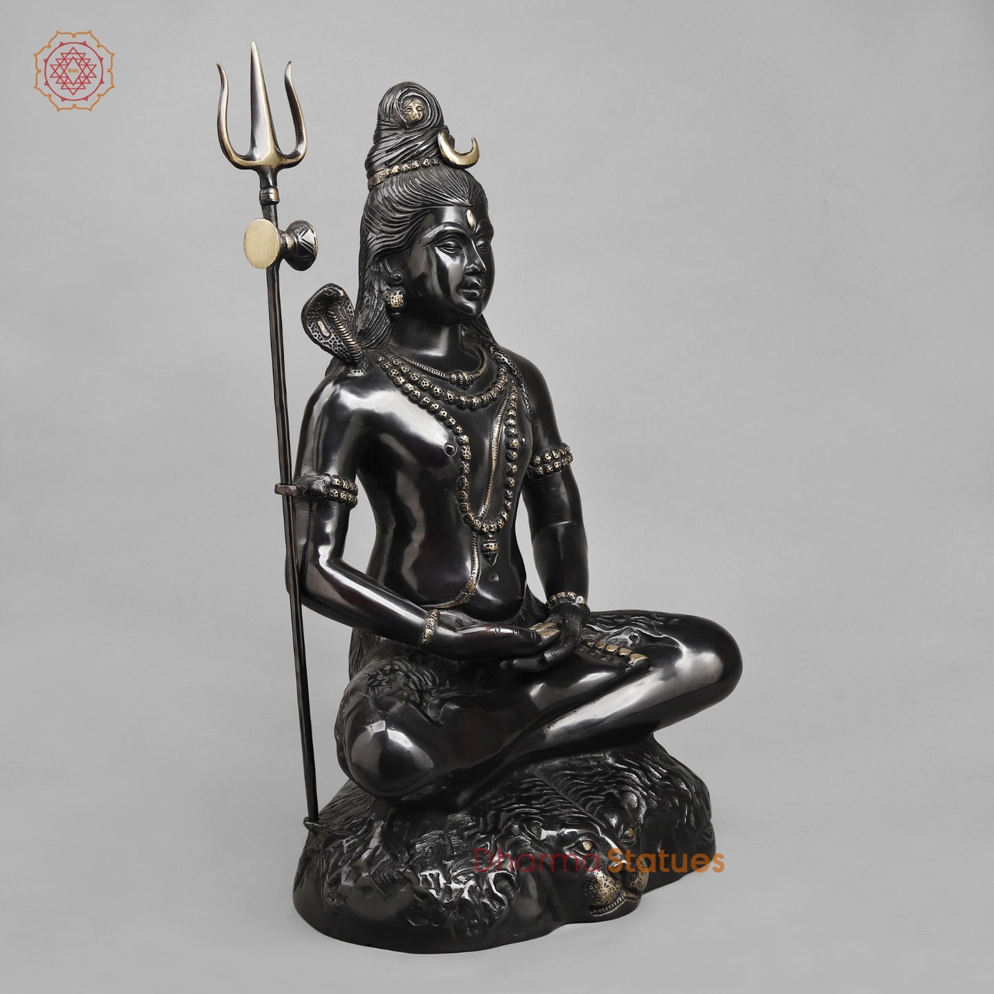 Brass Shiva Seated in Meditation, Royal black finish 22.5”