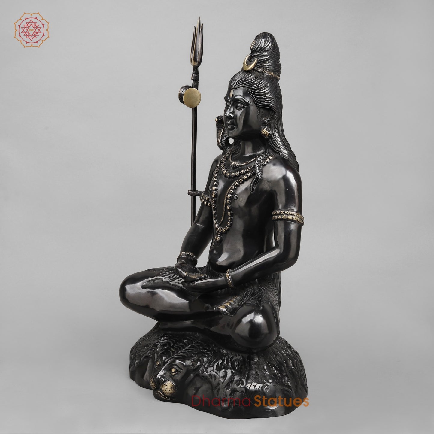 Brass Shiva Seated in Meditation, Royal black finish 22.5”