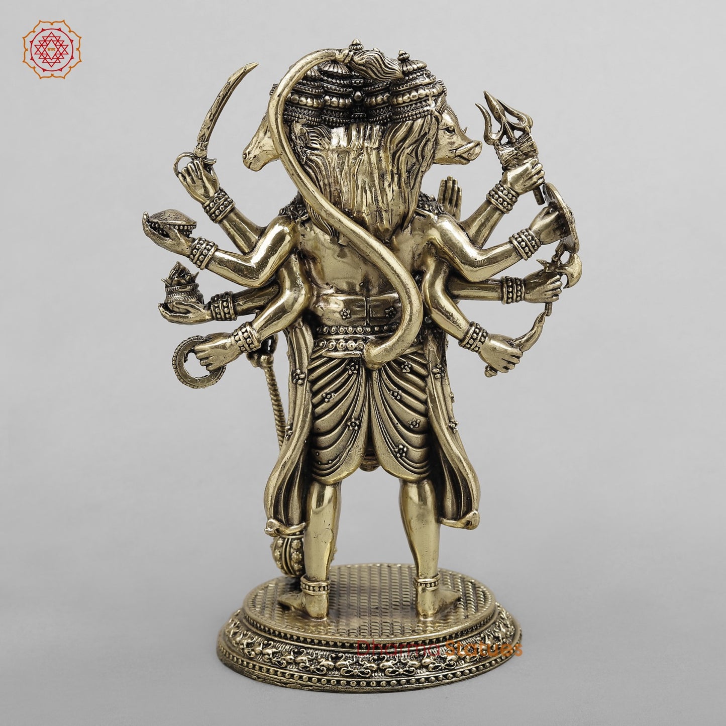 Brass Panchmukhi Hanuman Standing Fine 8”