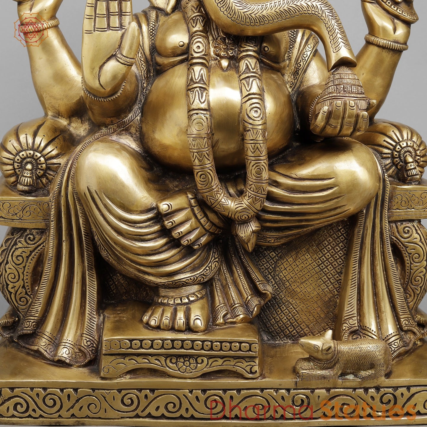 Brass Raja Ganesh Seated Fine, Antique Butter Finish 24”